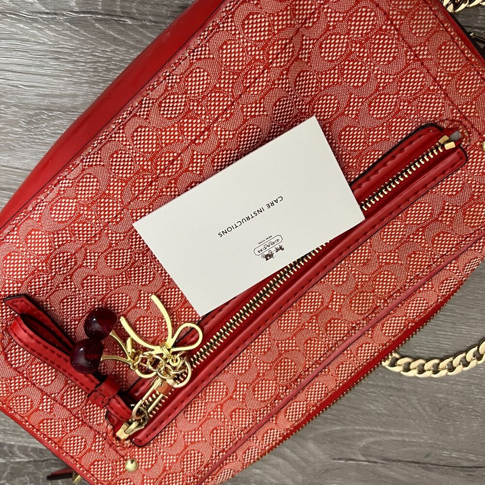 Coach Poppy Signature Oxford Flight Bag/ Swing Bag Tomato - Picture 7 of 8